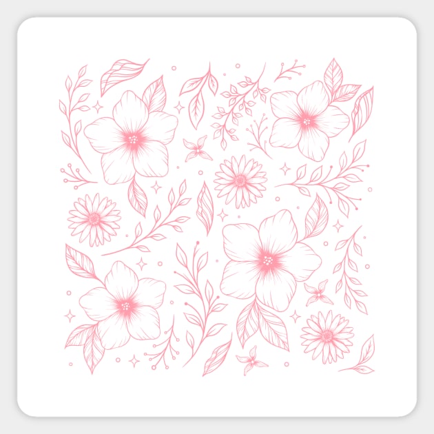Floral Pattern - Pink Sticker by Episodic Drawing